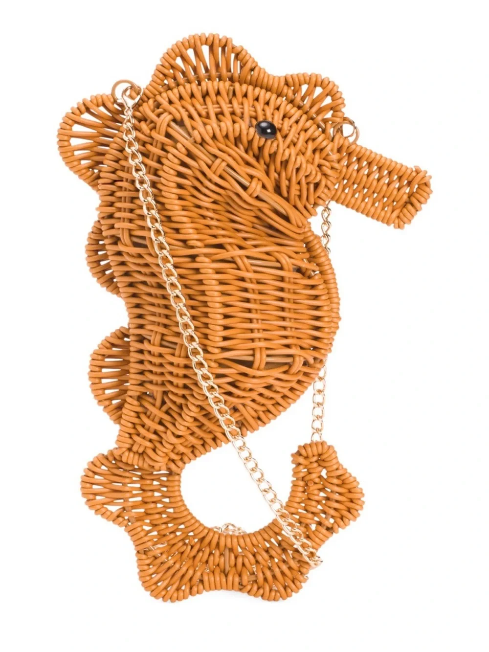 Tommy Bahama Woven Seahorse Phone Case in Tan with Gold Chains